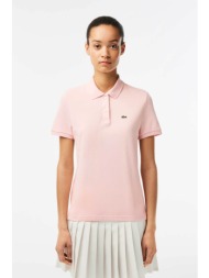 lacoste γυναικεία μπλούζα πόλο μονόχρωμη πικέ regular fit - pf7839 ροζ ανοιχτό