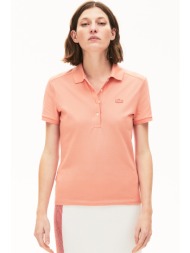 lacoste γυναικεία μπλούζα πόλο `stretch cotton piqué` - pf5462 ροζ