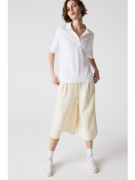 lacoste γυναικεία μπλούζα πόλο με ribbed τελείωμα - pf0504 λευκό