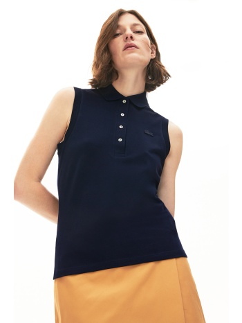 lacoste γυναικεία αμάνικη μπλούζα πόλο μονόχρωμη - pf5445