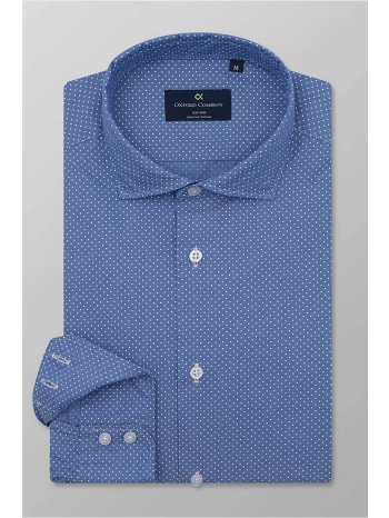 oxford company ανδρικό πουκάμισο με πουά σχέδιο slim fit 