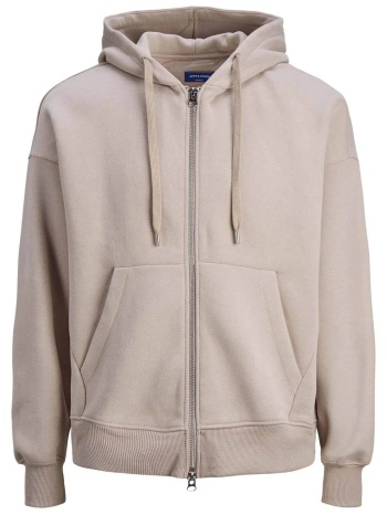 jack & jones ανδρική ζακέτα φούτερ μονόχρωμη με κουκούλα