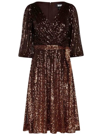 dkny γυναικείο midi φόρεμα κρουαζέ με παγιέτες - dd3hr967