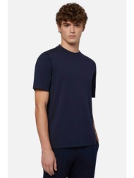 boggi milano ανδρικό t-shirt μονόχρωμο πικέ regular fit `b tech` - bo24p009502 μπλε σκούρο