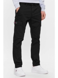 tommy jeans ανδρικό cargo παντελόνι με logo patch slim fit `austin` - dm0dm18341 μαύρο