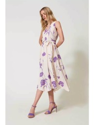 twinset γυναικείο midi φόρεμα crêpe με all-over floral print - 241tp2603 εκρού
