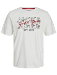 jack & jones ανδρικό t-shirt με graphic print regular fit - 12248072 λευκό