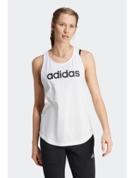 adidas γυναικεία αμάνικη μπλούζα με logo print regular fit `loungewear essentials` - gl0567 λευκό