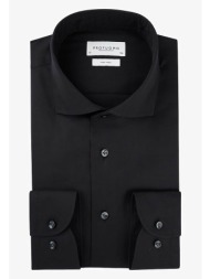 profuomo ανδρικό πουκάμισο μονόχρωμο slim fit `twill` - pp0h0a003 μαύρο