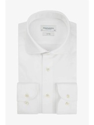 profuomo ανδρικό πουκάμισο μονόχρωμο slim fit `single jersey knitted` - pp2h00005a λευκό