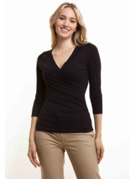 lauren ralph lauren γυναικεία μπλούζα κρουαζέ με μανίκι 3/4 - 200824366001 μαύρο