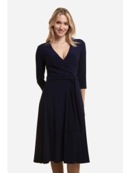 lauren ralph lauren γυναικείο φόρεμα κρουαζέ με μανίκι 3/4 - 250769904002 μπλε σκούρο