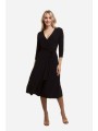 lauren ralph lauren γυναικείο midi φόρεμα κρουαζέ με ζώνη στη μέση - 250769904004 μαύρο