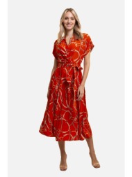 lauren ralph lauren γυναικείο φόρεμα με all-over print - 250918422001 κόκκινο