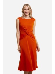 lauren ralph lauren γυναικείο φόρεμα αμάνικο με διακοσμητικό κόμπο - 250872090007 κόκκινο