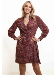 lauren ralph lauren γυναικείο mini φόρεμα με λαχούρια - 250919688001 μπορντό