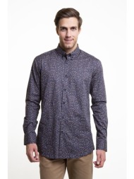 the bostonians ανδρικό πουκάμισο με all-over floral print και γιακά button-down - ayp2071 σκούρο μπλ