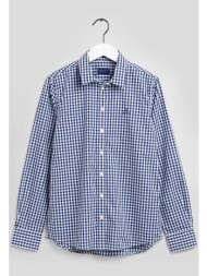 gant ανδρικό πουκάμισο με καρό σχέδιο relaxed fit `gingham broadcloth` - 4300051 μπλε