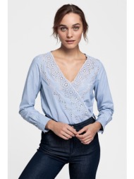 gant γυναικείο πουκάμισο κρουαζέ με λεπτόμερεια από δαντέλα - 4311064 γαλάζιο