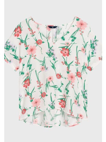 gant γυναικεία κοντομάνικη μπλούζα floral με λαιμόκοψη v 