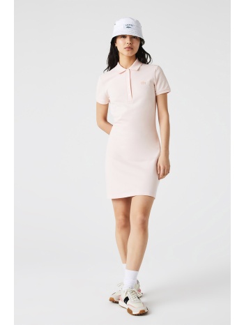 lacoste γυναικείο mini φόρεμα πόλο πικέ με κεντημένο