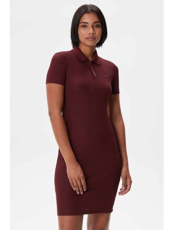 lacoste γυναικείο mini φόρεμα πόλο μονόχρωμο με κεντημένο σε προσφορά