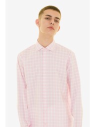 the bostonians ανδρικό πουκάμισο καρό με κεντημένο λογότυπο - anch7865 ροζ