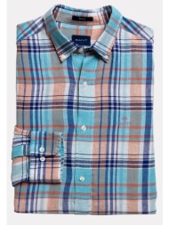 gant ανδρικό καρό λινό πουκάμισο με button-down γιακά `madras` - 3013520 βεραμάν