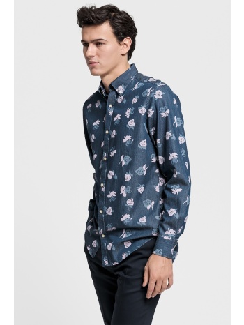 gant ανδρικό πουκάμισο denim με print τριαντάφυλλα  σε προσφορά
