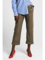 gant γυναικείο παντελόνι cropped μονόχρωμο - 4150101 χακί