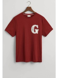 gant ανδρικό t-shirt με g graphic logo print regular fit - 2003224 μπορντό