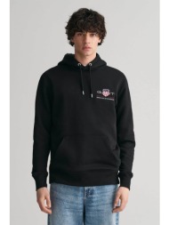 gant ανδρική μπλούζα φούτερ με κουκούλα και λογότυπο regular fit - 2047084 μαύρο