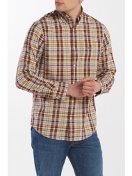 gant ανδρικό καρό πουκάμισο regular winter twill melange plaid - 3011430 καφέ