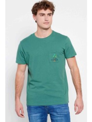 funky buddha ανδρικό βαμβακερό t-shirt μονόχρωμο με τσέπη και palm tree print στο στήθος - fbm007-38