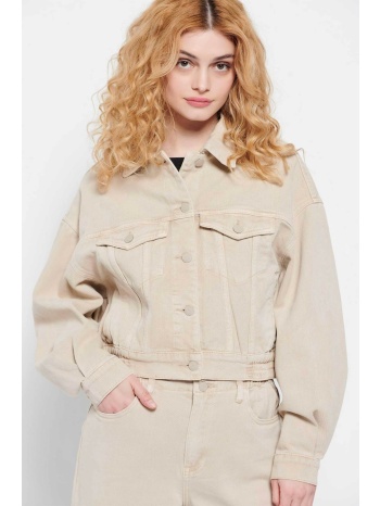 funky buddha γυναικείο denim jacket μονόχρωμο με τσέπες
