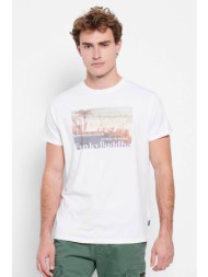 funky buddha ανδρικό βαμβακερό t-shirt μονόχρωμο με photographic print μπροστά - fbm007-067-04 λευκό
