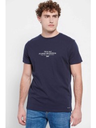 funky buddha ανδρικό βαμβακερό t-shirt μονόχρωμο με contrast logo print και patch μπροστά - fbm007-3