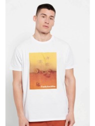 funky buddha ανδρικό βαμβακερό t-shirt μονόχρωμο με photographic print - fbm007-350-04 λευκό