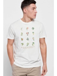 funky buddha ανδρικό βαμβακερό t-shirt με botanics και logo print μπροστά - fbm007-346-04 κρέμ