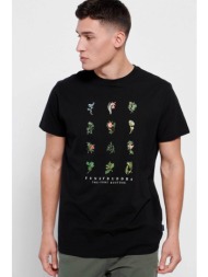 funky buddha ανδρικό βαμβακερό t-shirt με botanics και logo print μπροστά - fbm007-346-04 μαύρο