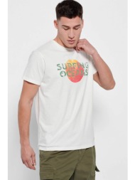 funky buddha ανδρικό βαμβακερό t-shirt μονόχρωμο με sunset print μπροστά - fbm007-355-04 κρέμ