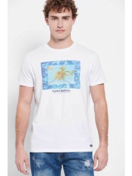 funky buddha ανδρικό βαμβακερό t-shirt μονόχρωμο με photograpic print μπροστά - fbm007-365-04 λευκό