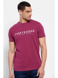 funky buddha ανδρικό βαμβακερό t-shirt μονόχρωμο με logo print και patch μπροστά - fbm007-329-04 βυσ
