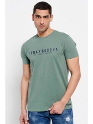 funky buddha ανδρικό βαμβακερό t-shirt μονόχρωμο με logo print και patch μπροστά - fbm007-329-04 λαδ