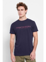 funky buddha ανδρικό βαμβακερό t-shirt μονόχρωμο με logo print και patch μπροστά - fbm007-329-04 σκο