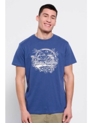 funky buddha ανδρικό βαμβακερό t-shirt μονόχρωμο με hawaiian style logo print μπροστά - fbm007-348-0