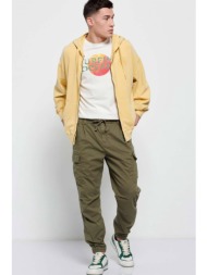 funky buddha ανδρικό cargo παντελόνι μονόχρωμο με logo patches και μέση με κορδόνι - fbm007-034-02 χ