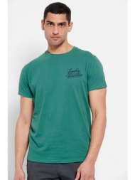 funky buddha ανδρικό βαμβακερό t-shirt μονόχρωμο με logo print στο στήθος - fbm007-027-04 πράσινο