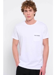 funky buddha ανδρικό βαμβακερό t-shirt μονόχρωμο με τσέπη slip και contrast logo print - fbm007-011-