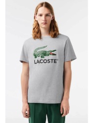 lacoste ανδρικό t-shirt με logo print regular fit - th1285 γκρι